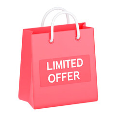 3D rendered sale shopping bag symbol for e-commerce and seasonal discount