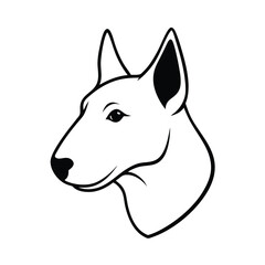 Black silhouette of a bull terrier head high resolution vector graphic for banners and advertisements