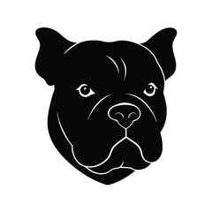 Black silhouette of an english bulldog head high resolution vector graphic for banners and advertisements