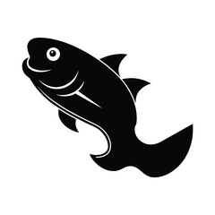 Cartoon bass silhouette with exaggerated mouth fun playful vector illustration for music design and branding projects