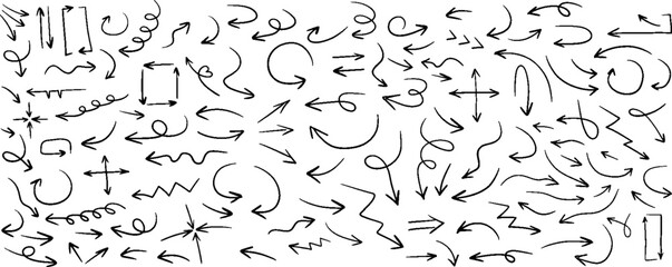 Hand Drawn Arrow Collection – Doodle Style Pointer Design Elements

