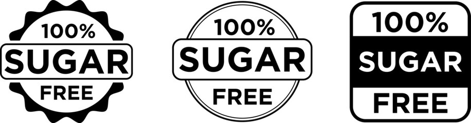 100% Sugar Free Badge &ndash; Healthy Product Label Design

