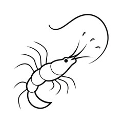 Vibrant illustration of a shrimp leaping from the water creating a dynamic splash perfect for aquatic themed designs seafood restaurants or marine biology projects