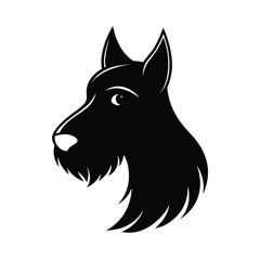 Black silhouette of a scottish terrier dog head perfect for banners and advertisements