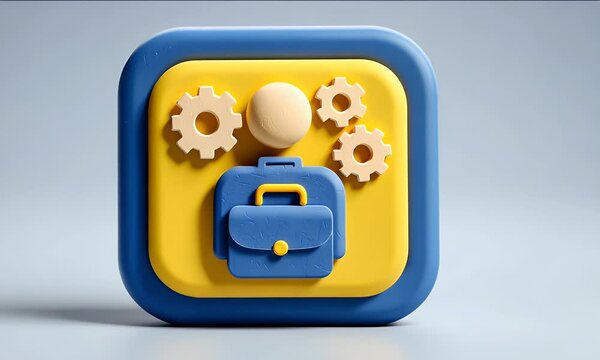 3D Icon of a Person with a Backpack and Gears, Representing Productivity and Learning