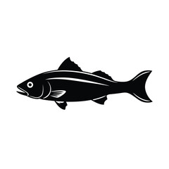 Clean side profile silhouette of a bass fish high resolution vector graphic for design projects