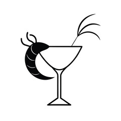 Small cocktail shrimp silhouette elegant vector graphic for menus invitations and seafood branding