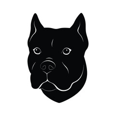 American bully dog head silhouette black and white vector graphic for banners advertisements and logos