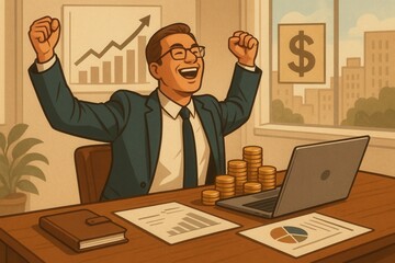 Person achieving financial independence with wealth building and investment success