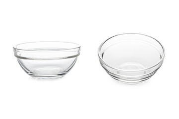 Two empty glass bowl isolated on white background.