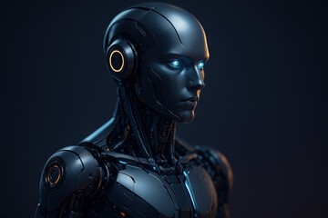 Advanced AI Chatbot Robot with Futuristic Design on White Background