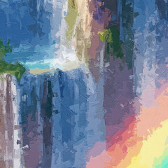 Various oil paintings, flower parks, plum blossom scenery, spotted deer waterfalls, elephants, streams