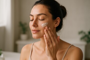 Beauty Routine Skincare Woman Applying Product Face