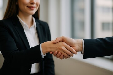 Businesswoman Shaking Hands Professional Agreement Deal