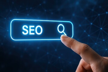 Hand Touching Search Icon SEO Concept Internet Find