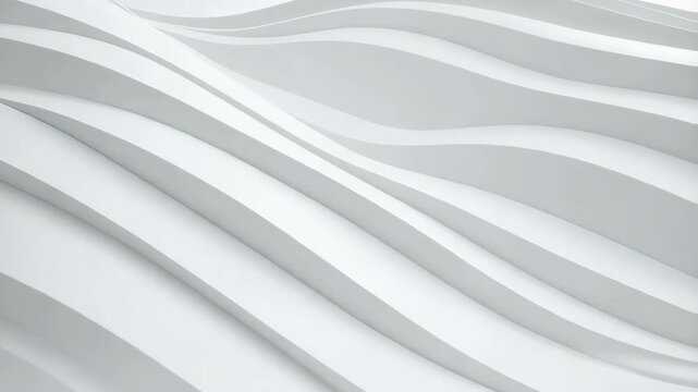 Abstract monochrome architectural pattern with white parallel undulating curves and soft shadows, creating a sense of modern art design.