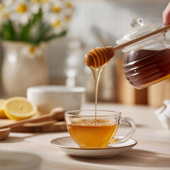 cup of tea with lemon and honey