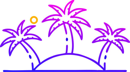 Purple Blue Silhouette Palm Trees Island Sunset vector