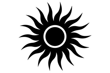 Naklejka premium Stylized Black Sun Graphic with White Inner Circle