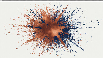 Abstract Copper and Navy Blue Ink Splatter Burst High-Resolution Graphic Design Element