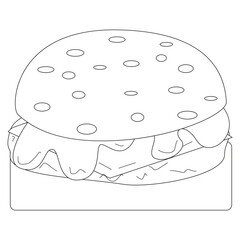 Burger icon. Cheese lettuce vector. Bun sandwich shape. Outline food drawing.