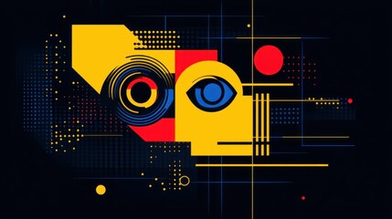 Obraz premium Abstract geometric composition evoking thought process and data connectivity