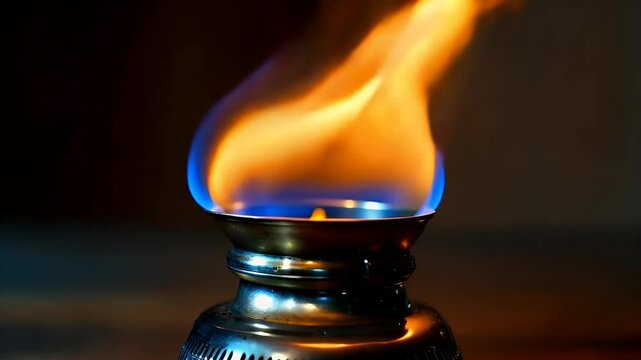 Burning Alcohol Lamp Flame: Warmth, Science, Experiment, and Laboratory