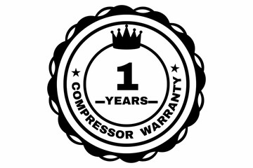 Stamp 1 years compressor warranty, symbol, badge, tag, stamp, best warranty seal stamp, 1 years compressor warranty seal, stamp, icon, tag, badge, quality