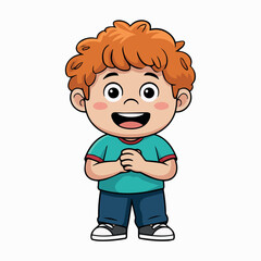 Obraz premium Happy cute cartoon boy with red hair smiling cheerfully illustration for childrens book design kid fun kid joy smile