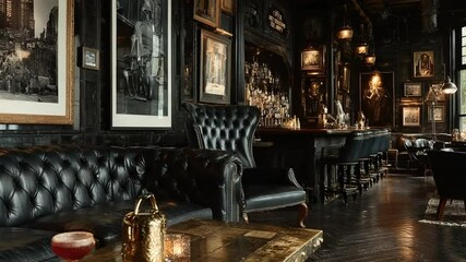 Elegant bar interior with leather seating, vintage decor, and a sophisticated cocktail atmosphere