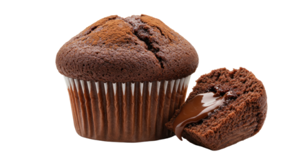 Decadent Chocolate Muffin with Cocoa Dusting and Melted Chocolate Filling