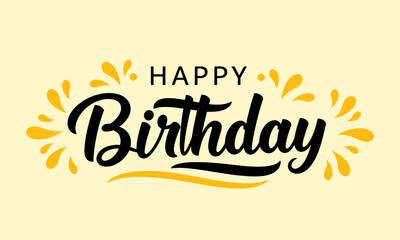 Bold "Happy Birthday" Script with Orange Splashes and Celebration Accents