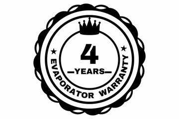 Stamp 4 years EVAPORATOR warranty, symbol, badge, tag, stamp, best warranty seal stamp, 4 years EVAPORATOR warranty seal, stamp, icon, tag, badge, quality