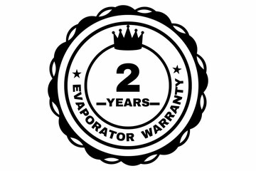 Stamp 2 years EVAPORATOR warranty, symbol, badge, tag, stamp, best warranty seal stamp, 2 years EVAPORATOR warranty seal, stamp, icon, tag, badge, quality