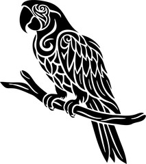 parrot vector tribal illustration  isolated on white