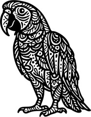 parrot doodle vector illustration, isolated on white