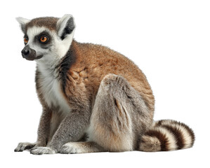 Fototapeta premium Lemur observing its surroundings madagascar animal natural habitat wildlife behavior cut out png