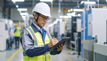 工場で安全確認を行う作業員