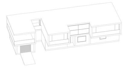 Modern house building sketch architectural vector 3d illustration