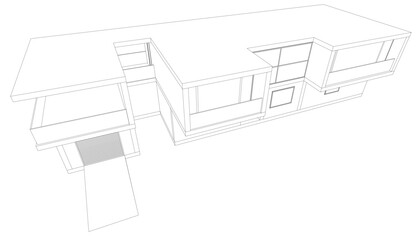 Obraz premium Modern house building sketch architectural vector 3d illustration