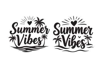 Summer Vibes Tropical Silhouette Vector Design