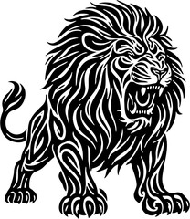 vector tribal lion illustration, isolated on white