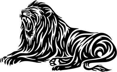 vector tribal lion illustration, isolated on white