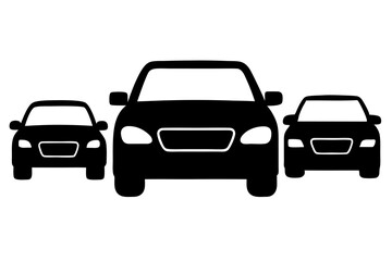 Black Silhouette Icons Three Cars Minimalist Design