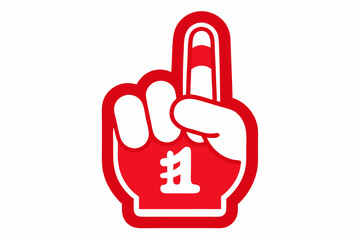 Fototapeta premium Red Foam Finger Cartoon Number One Gesture illustration