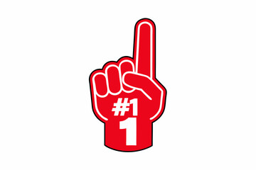 Red Foam Number One Fan Hand Graphic foam hand first place