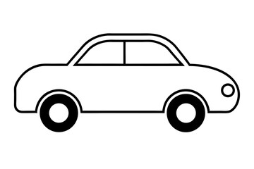 Fototapeta premium Simple Black Line Drawing of a Small Car automobile