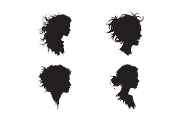 Abstract Grunge Brush Stroke and Female Face Silhouettes