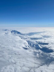 blue sky and clouds with mountains