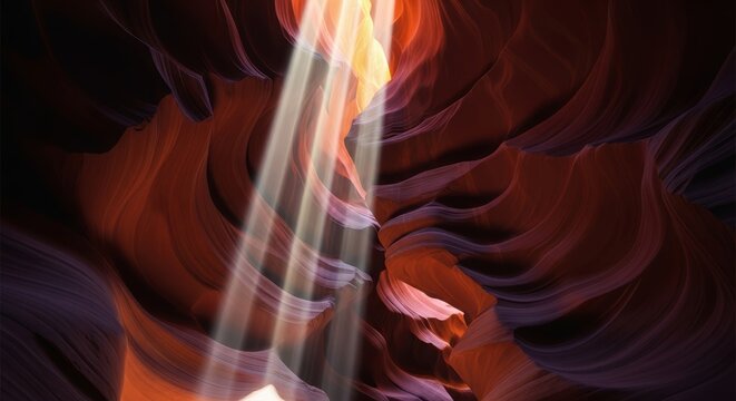 Sunbeams Illuminate the Curves of Antelope Canyon's Interior